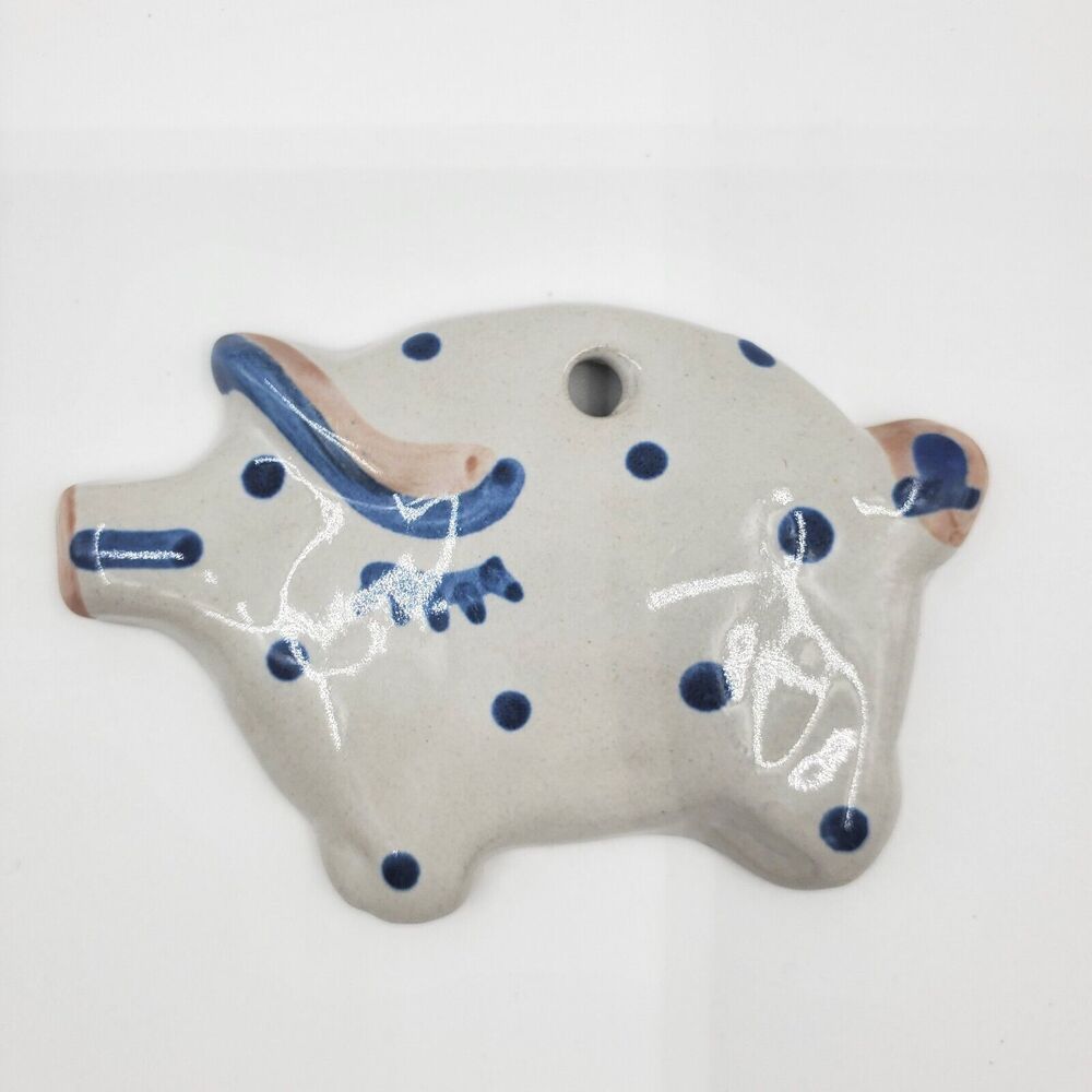 M. A. Hadley Stoneware Pottery Pig, Signed Wall Plaque, Ornament, Farmhouse